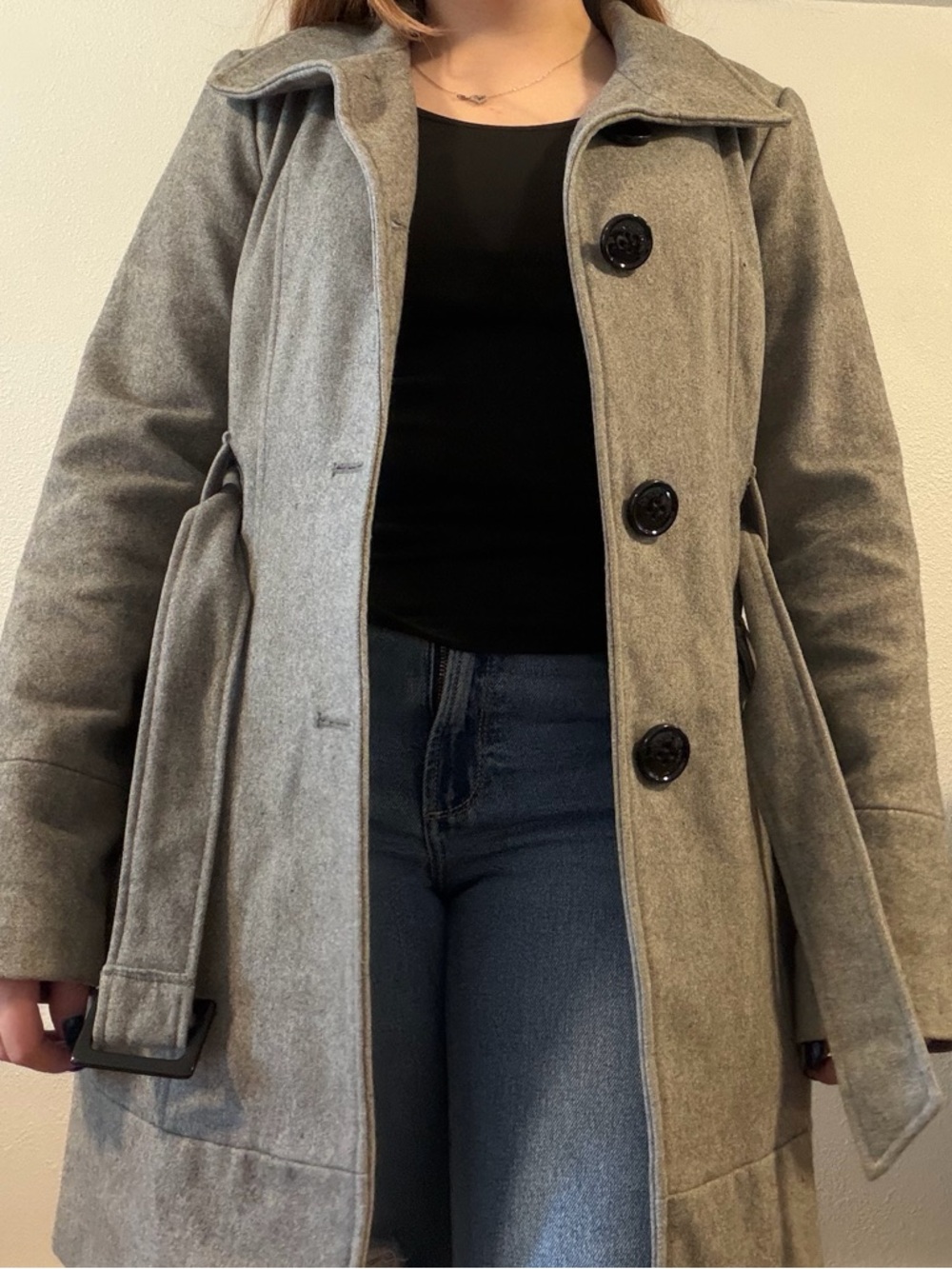 Steve Madden Gray Women's Trench Coat with Button Front